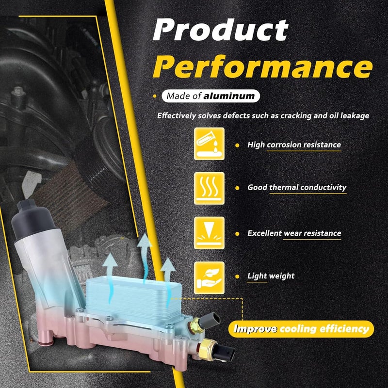 SoCiMa 68310865AB Aluminum Engine Oil Cooler Oil Filter Housing Adapter Compatible with 2017 2018 Dodge Journey Charger Challenger Caravan Jeep Wrangler Cherokee Chrysler 200 300 Ram ProMaster - Image 5